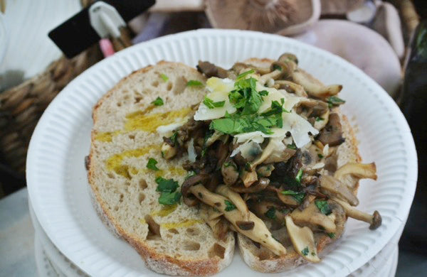 Mushroom Medley Sandwich being freshly prepared at London's Broadway Market